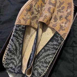 Brian Atwood B metallic studded espadrilles